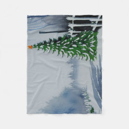 Jordbrukshus Land Jul - vattenfärg Fleecefilt