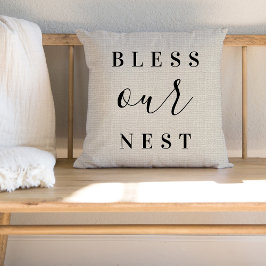 Jordbrukshus Linen Bless Vår Nest Dekorativ kudde