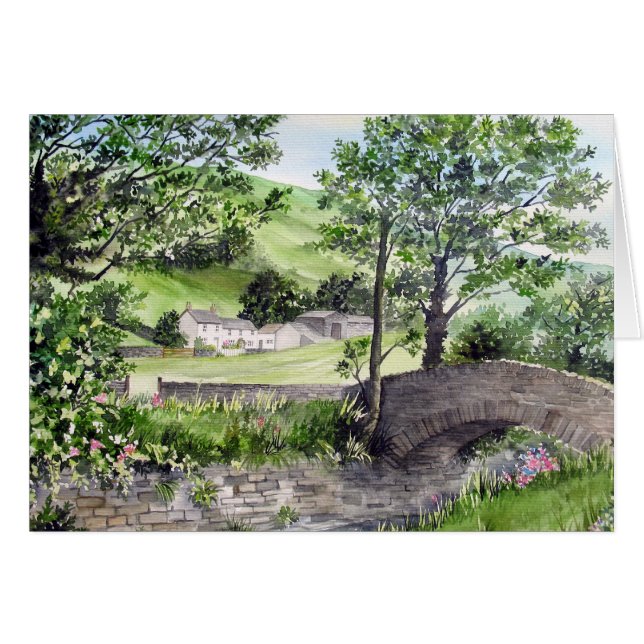 Jordbrukshus nära Thirlmere, Sjö District, England Hälsningskort (Framsidan Horizontal)