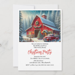 Jordbrukshus och Red Lastbil jul Party Inbjudningar