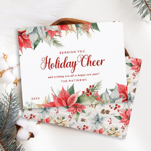 Jordbrukshus Poinsettia Rustic Chic Julost Julkort