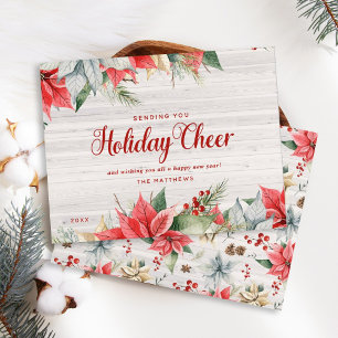 Jordbrukshus Poinsettia Rustic Chic Julost Julkort
