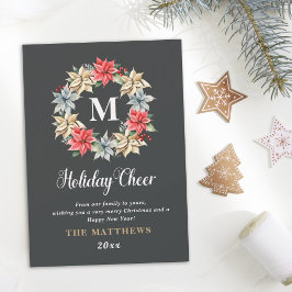 Jordbrukshus Poinsettia Wandetia med Brev Monogram Julkort