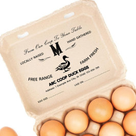 Jordbrukshus Stil Monogram Anka Egg Carton Frimärk Stämpel