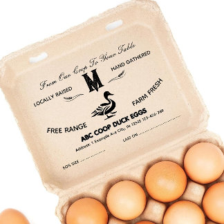 Jordbrukshus Stil Monogram Anka Egg Carton Frimärk Stämpel