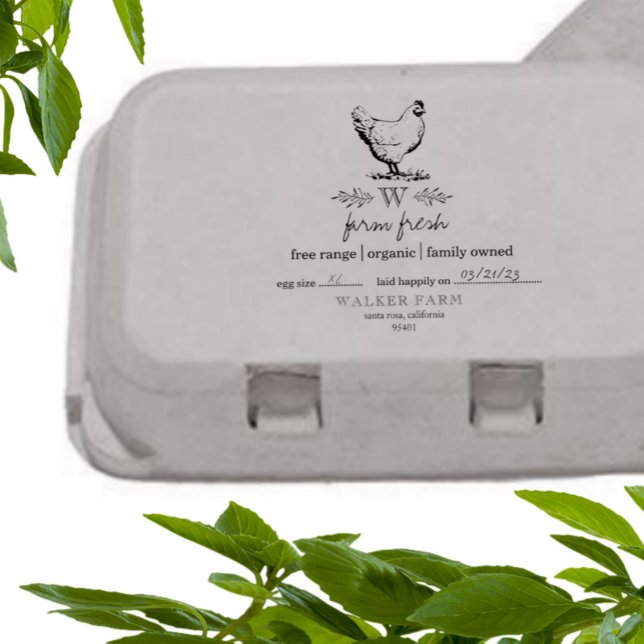 Jordbrukshus Stil Monogram Egg Carton Frimärke Stämpel (Skapare uppladdad)