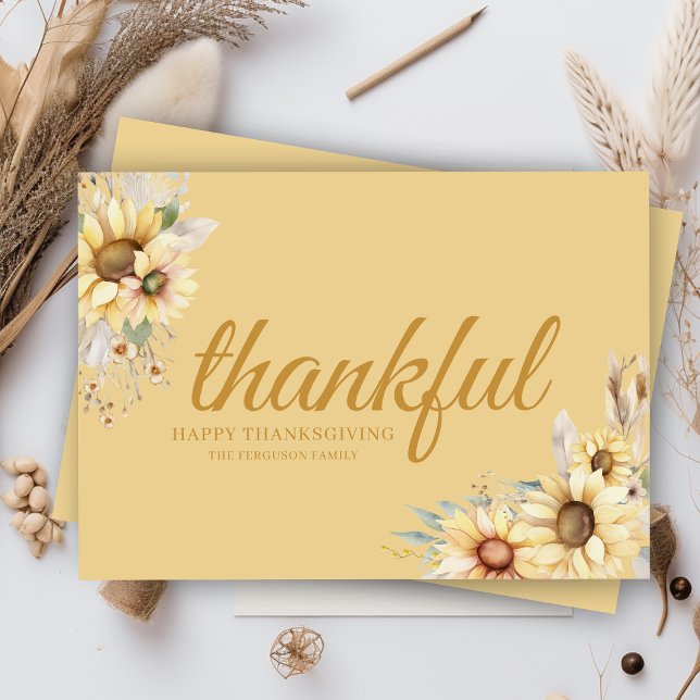 Jordbrukshus - tacksamt minimal Chic Happy thanksg Julkort (elegant gold farmhouse rustic thankful happy thanksgiving cards for family and business)