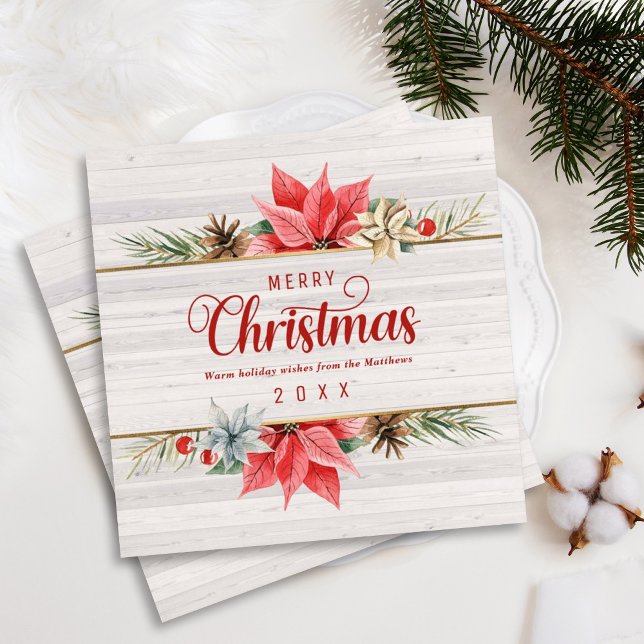 Jordbrukshuset Poinsettia Guld Framed Square jul Julkort (Skapare uppladdad)