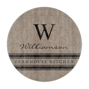 Jordbrukshuset Stil Burlap Monogrammed Familj Namn