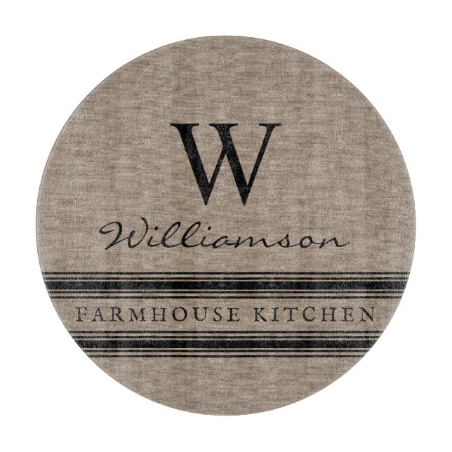 Jordbrukshuset Stil Burlap Monogrammed Familj Namn (Framsidan)