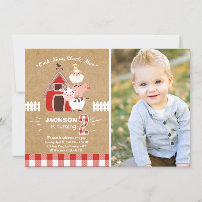 Jordbruksinbjudningar födelsedag gammal McDonald L Inbjudningar (Framsida)