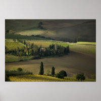 Jordbruksmark runt Montepulciano, Toscana, Italien