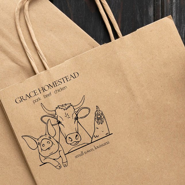 Jordbruksmarknaden Gris Cow Chicken Add Namn Stämpel (Skapare uppladdad)