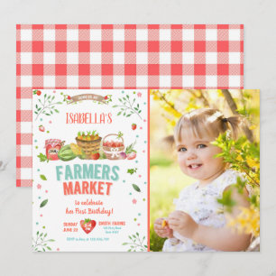 Jordbruksmarknaden Grown Veggies Fruits Red Girl P Inbjudningar