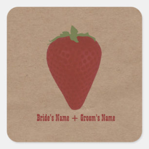 Jordbruksmarknaden Inspired Bröllop Sticker Strawb Fyrkantigt Klistermärke