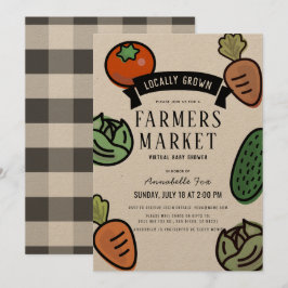 Jordbruksmarknaden Kraft Papper Virtuell babystöta Inbjudningar