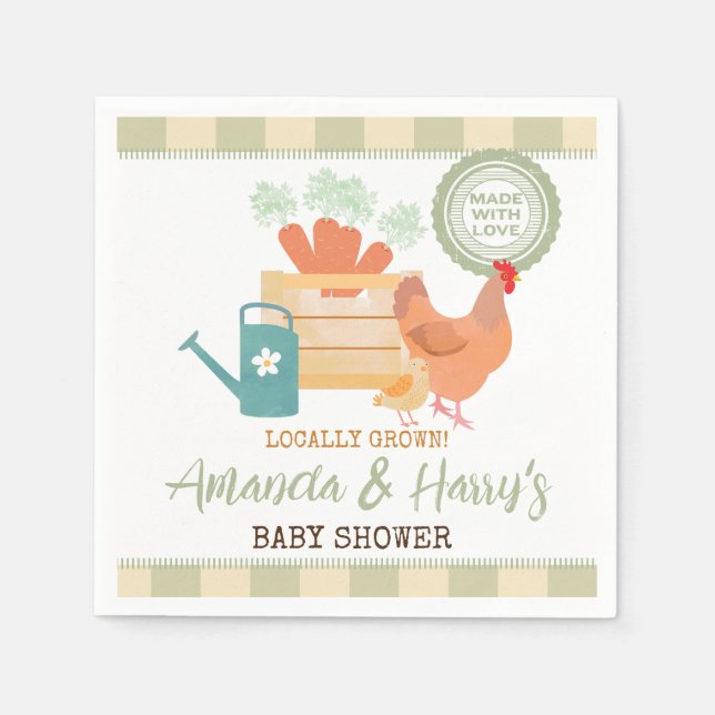 Jordbruksmarknaden lokalt Grown Gingham Pappersser Pappersservett (Framsidan)