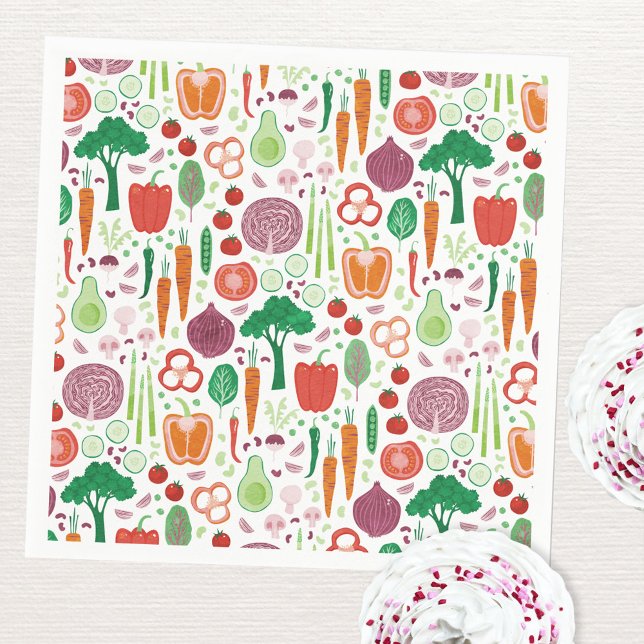 Jordbruksmarknaden lokalt odlad grönsaker pappersservett (Vegetable pattern Farmers Market Locally Grown party paper napkins)