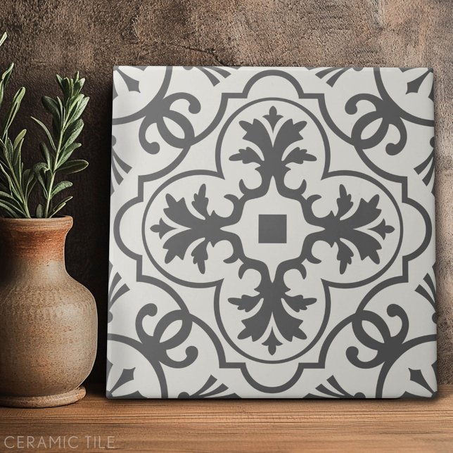 Jordbruksskiktet Tile Mönster - grått och benvitt Kakelplatta (Custom Tile)