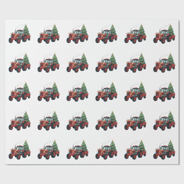 Jordbrukstraktor Julbelysning Traktor Jul  Presentpapper (Platt)