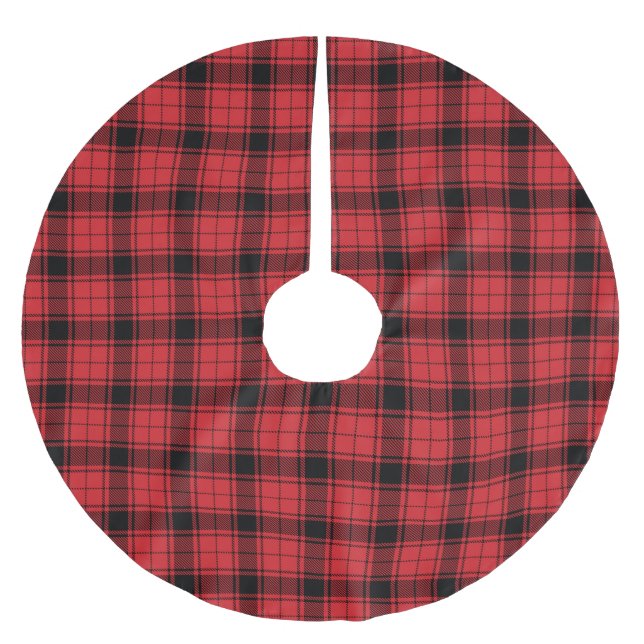 Jordbruksväxter, rödröd, rustig tartan plaid mönst julgransmatta borstad polyester (Framsidan)
