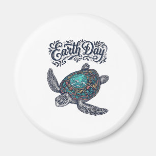 Jorddag Havssköldpadda Vintage Gravyr T-Shirt Desi Magnet