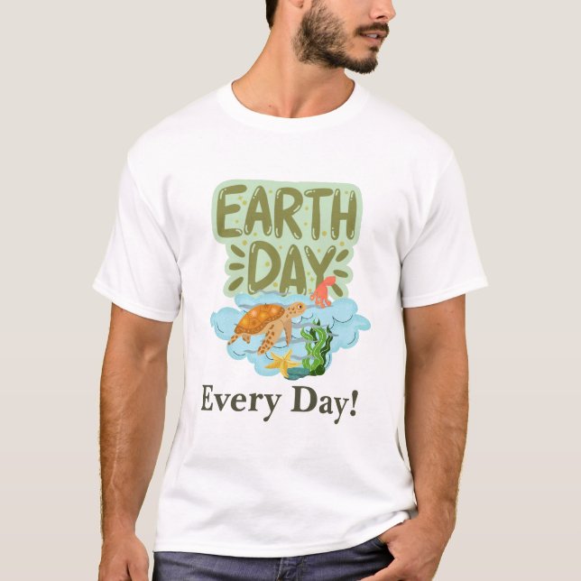 jorddag varje dag, gå grön, Spara vår planetspost T Shirt (Framsida)