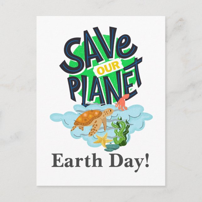 jorddag varje dag, gå grön, Spara vår planetspost Vykort (Framsida)