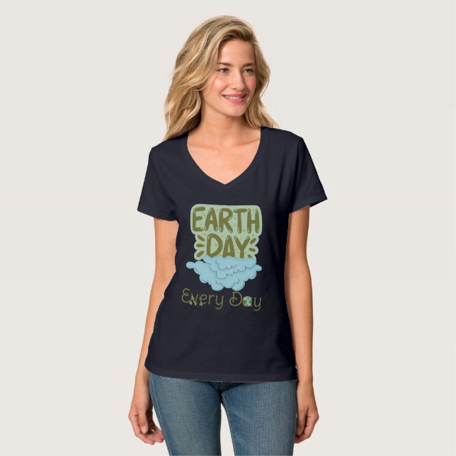 jorddag varje dag, kärlek, spara och jord t shirt (Hel framsida)