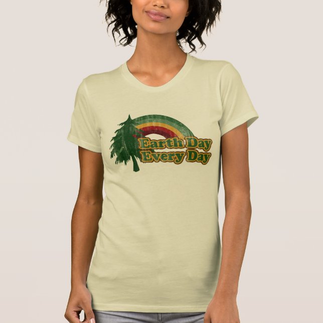 Jorddag varje dag, Retro träd Tee Shirt (Framsida)