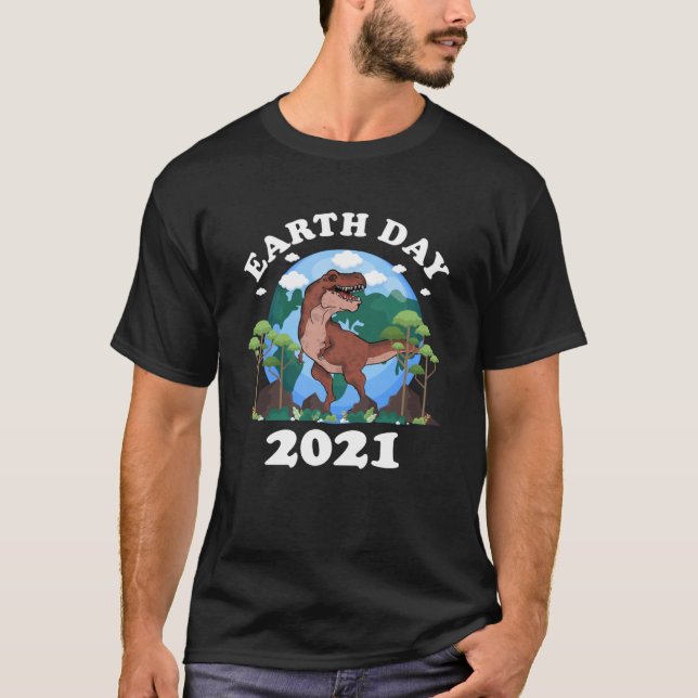 Jorddagen 2021 Dinosaur T-Rex Planet and Animals P T Shirt (Framsida)