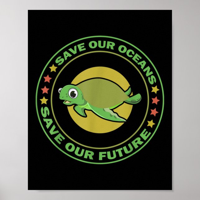Jorddagen Djurs Höger Turtle Environmental Prote Poster (Framsidan)