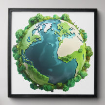 Jorddagen - Grönt och blå jord med Träd