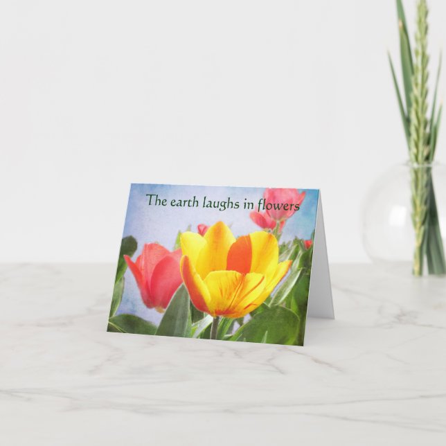 Jorddagen i Hälsning i Tulip Vår Joy Kort (Framsida)