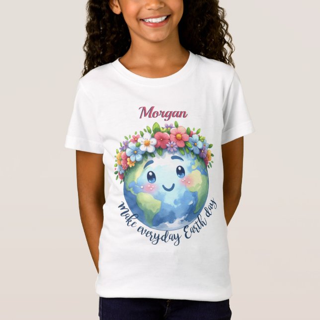Jorddagen i lycklig den 22 Personligen april Blomm T Shirt (Framsida)