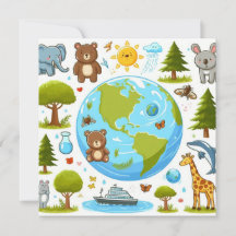 Jorddagen i lycklig - Globe Grönt Träd Vatten, kon