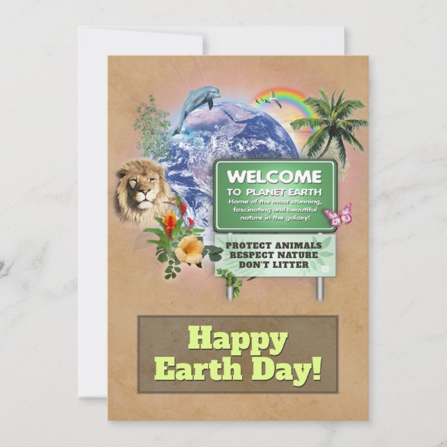 Jorddagen i lycklig julkort (Framsida)