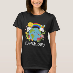 Jorddagen i lycklig med Blommigt Jord Dag 2 T Shirt