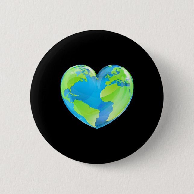 Jorddagen Kärlek Heart World Globe Knapp (Framsida)