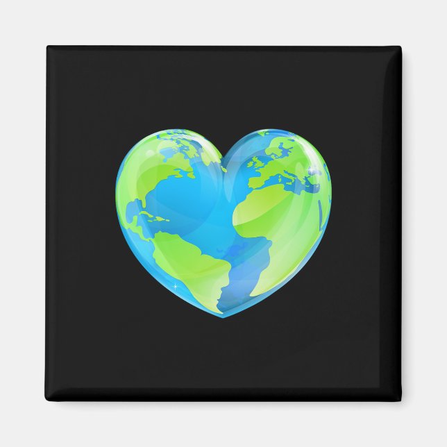 Jorddagen Kärlek Heart World Globe Magnet (Framsidan)