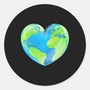 Jorddagen Kärlek Heart World Globe Runt Klistermärke
