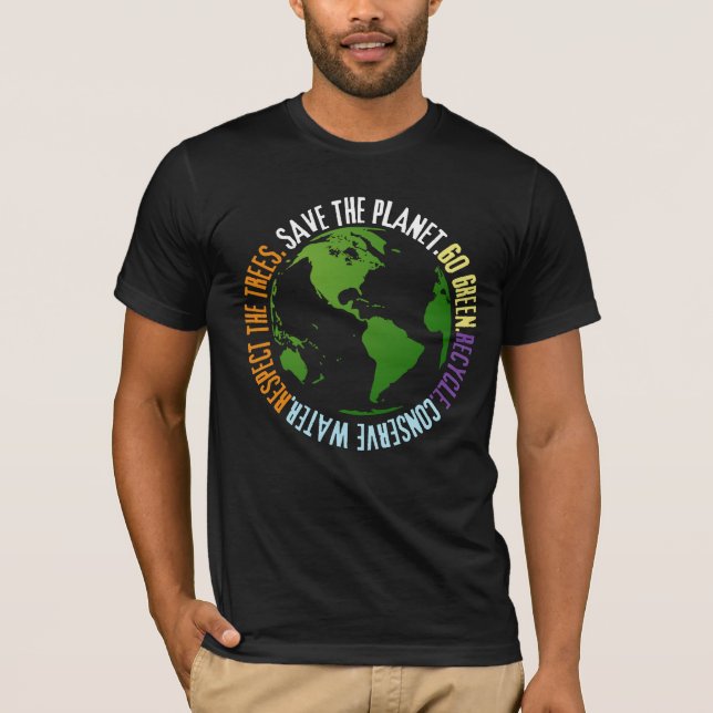 Jorddagen Räddar planetet grönt T Shirt (Framsida)