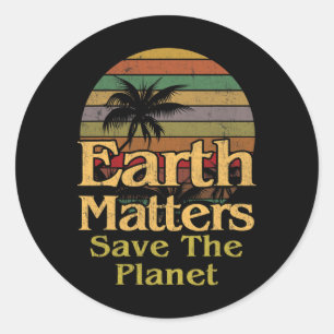Jorddagen Räddar planetna Vintagen Retro Gift Runt Klistermärke