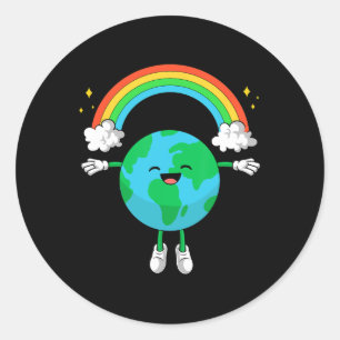 Jorddagen Shirts Women Manar Lycklig Earth Day Rai Runt Klistermärke