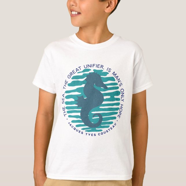 Jorddagen, sjöhästen och Vågar, rengör havet T Shirt (Framsida)