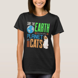 Jorddagen Spara vår jord den enda planeten med kat T Shirt