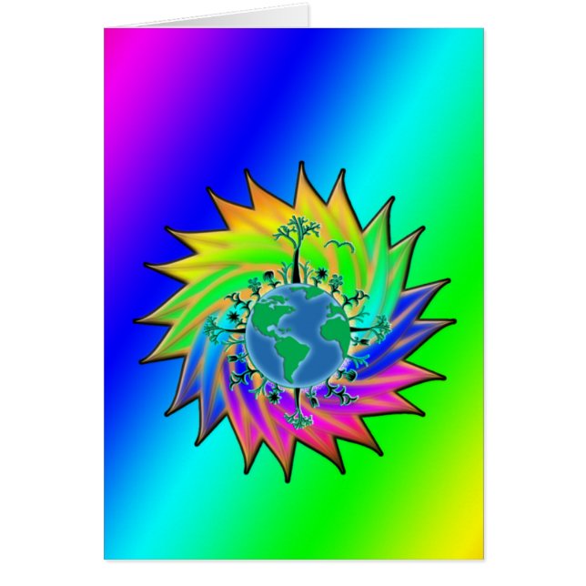 Jorddagen ~ Sunburst Hälsningskort (Framsidan)