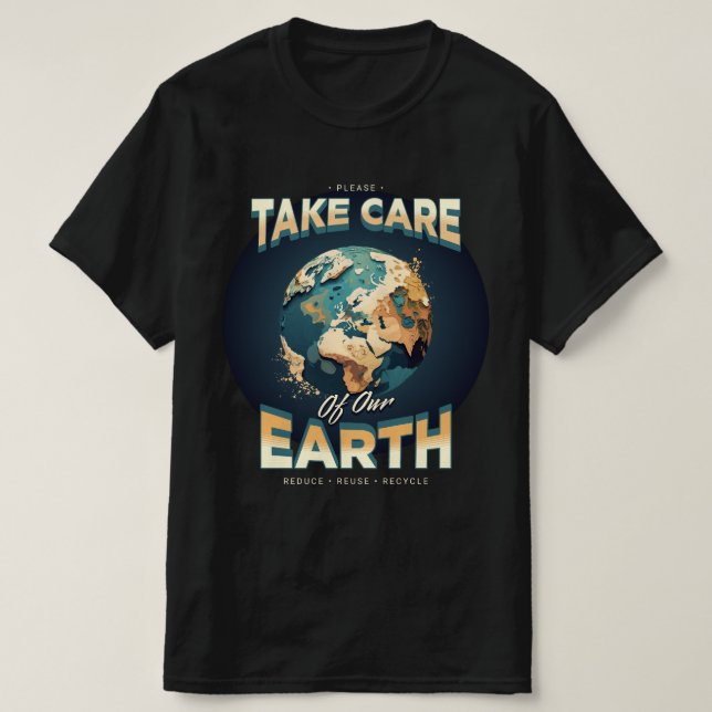 Jorddagen Ta hand om vår jord, Globe Black T Shirt (Design framsida)