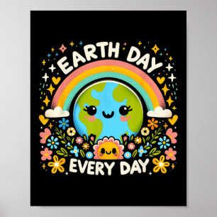 Jorddagen varje dag charmeringsplan med blommor A Poster