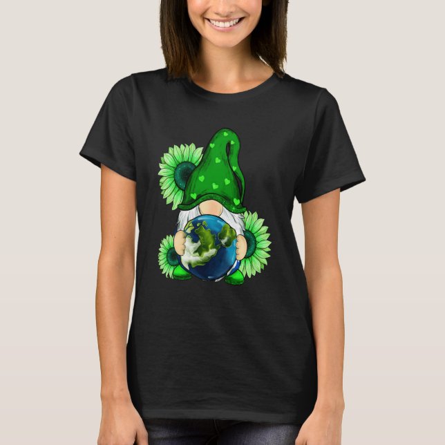 Jorddagen varje dag Gnome Planet Solroslärare T Shirt (Framsida)